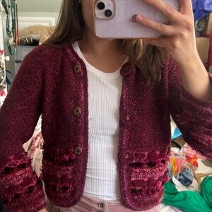 Cynthia Steffe burgundy and pink cardigan